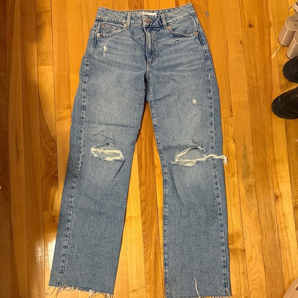 Garage Denim - Garage Light Blue Distressed Straight Leg Jeans